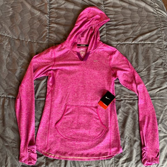 Nike Tops - Nike Dri-fit Pink Hooded Athletic Running Top